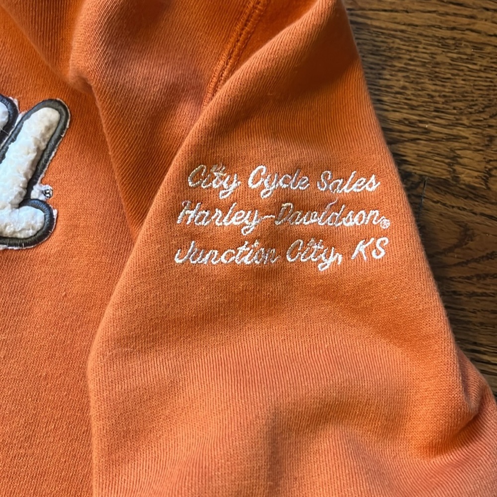 Harley Davidson Full Zip Hoodie Women’s XL Orange - Picture 3 of 6